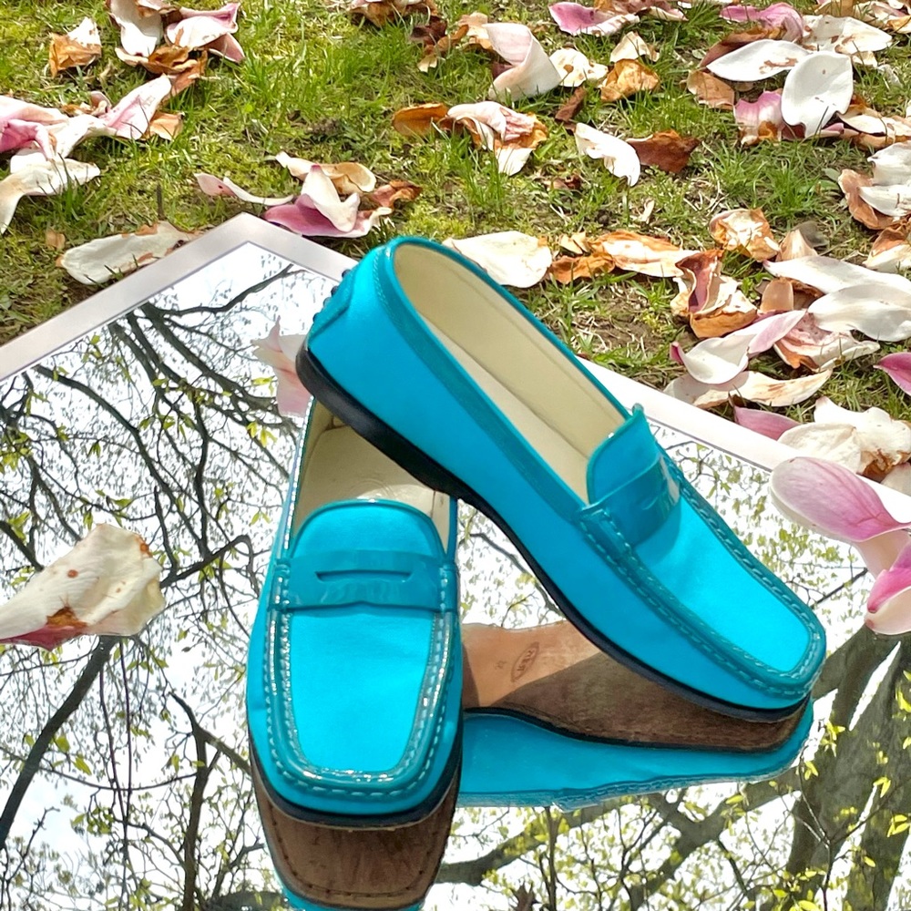 Tod's driving Gommino moccasins shoes in aqua